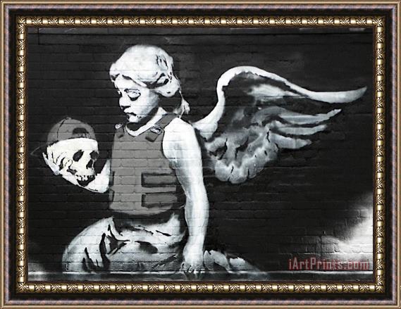 Banksy Cherub And Skull Framed Print