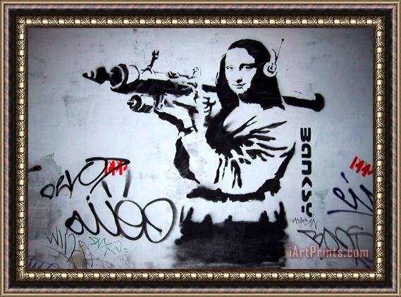 Banksy Mona Lisa Rocket Launcher Framed Painting