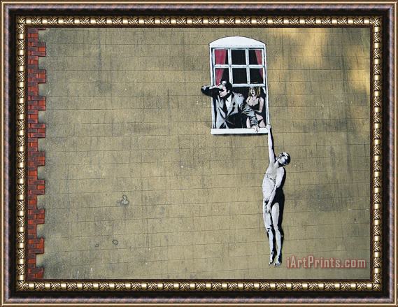 Banksy Window Lovers Park Street Framed Print