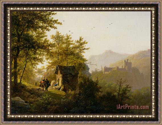 Barend Cornelis Koekkoek Paysage Montagneux Avec Chapelle Framed Painting