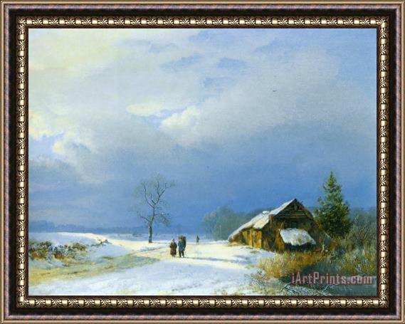 Barend Cornelis Koekkoek Winter in Het Gool Framed Painting
