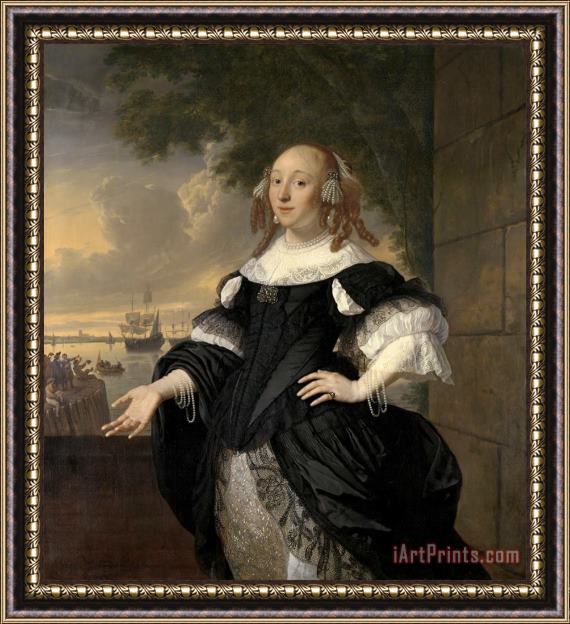 Bartholomeus Van Der Helst Portrait of Geertruida Den Dubbelde, Wife of Aert Van Nes Framed Painting