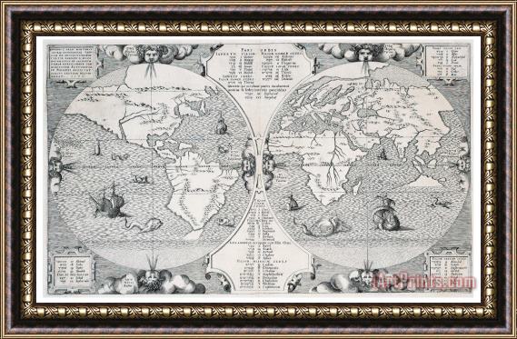 Benito Arias Montano Antique World map Framed Print