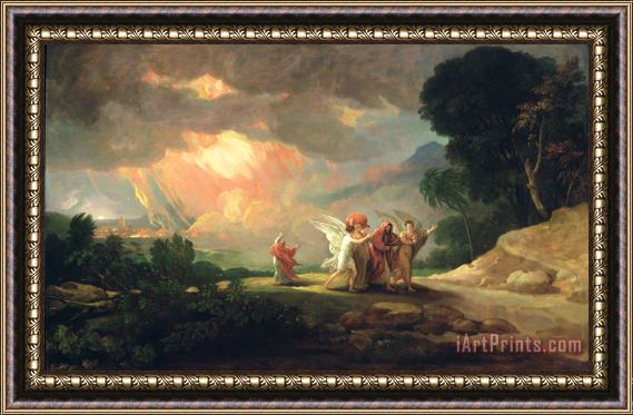 Benjamin West Lot Fleeing from Sodom Framed Painting