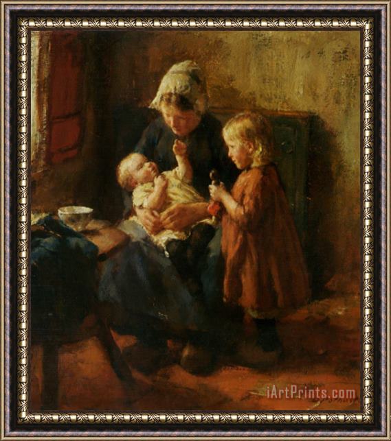 Bernard Jean Corneille Pothast Amusing Baby Framed Painting