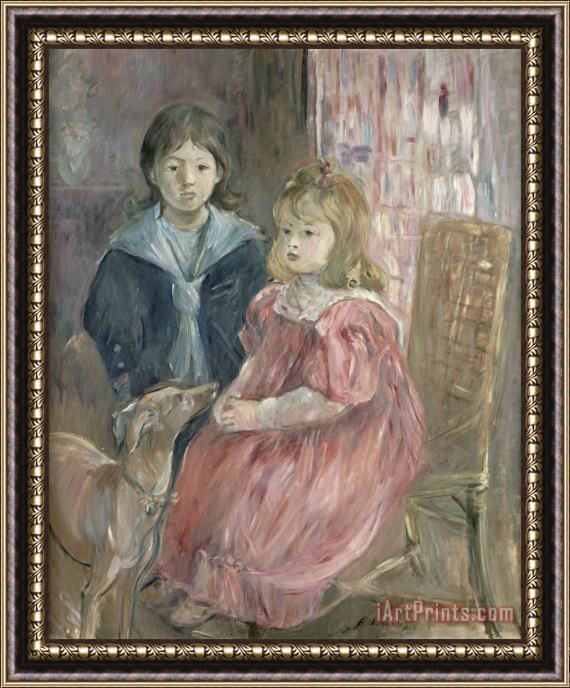 Berthe Morisot Double portrait of Charley and Jeannie Thomas Framed Painting