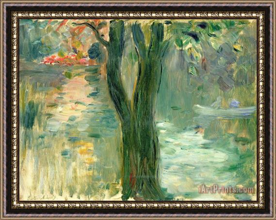 Berthe Morisot Sunset Over The Lake Bois De Boulogne Framed Print