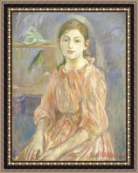 Berthe Morisot The Artist's Daughter with a Parakeet Framed Painting