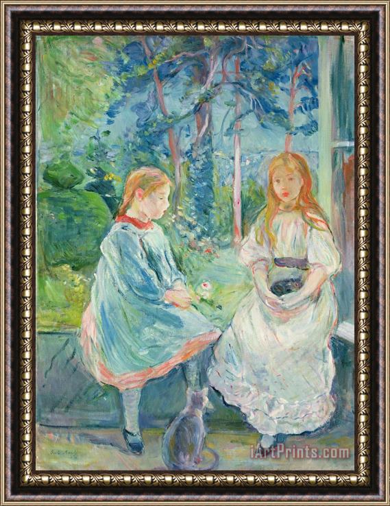 Berthe Morisot Young Girls at the Window Framed Painting