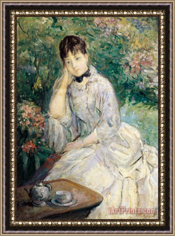 Berthe Morisot Young Woman Seated On A Sofa Framed Painting