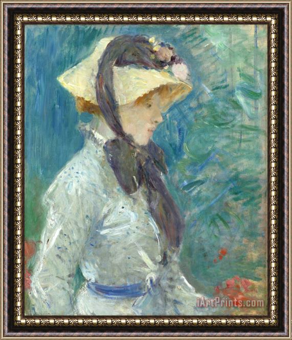 Berthe Morisot Young Woman with a Straw Hat Framed Print