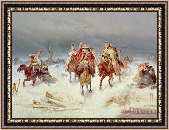 Bogdan Willewalde French Forces Crossing the River Berezina in November 1812 Framed Painting