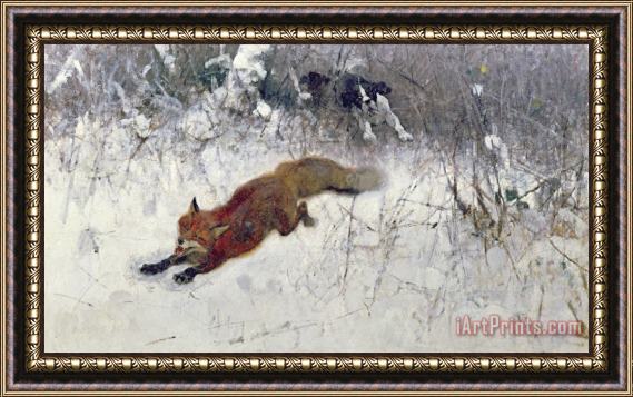 Bruno Andreas Liljefors  Fox Being Chased through the Snow Framed Print