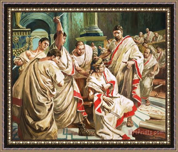 C L Doughty The death of Julius Caesar Framed Painting