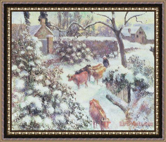 Camille Pissarro Effect of Snow at Montfoucault Framed Painting