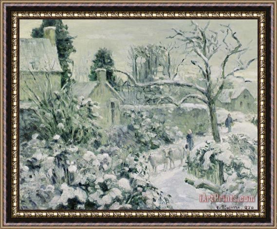 Camille Pissarro Effect of Snow with Cows at Montfoucault Framed Print