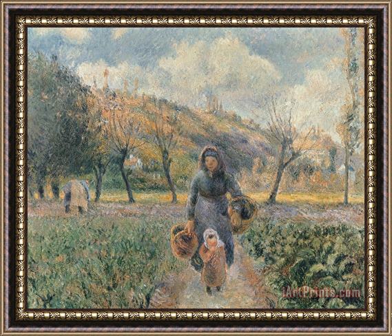 Camille Pissarro In The Garden Framed Painting