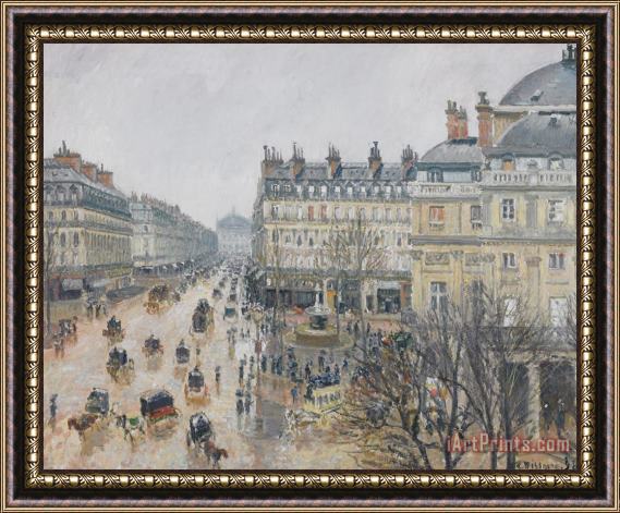 Camille Pissarro Place Du Theatre Francais Paris Rain Framed Print
