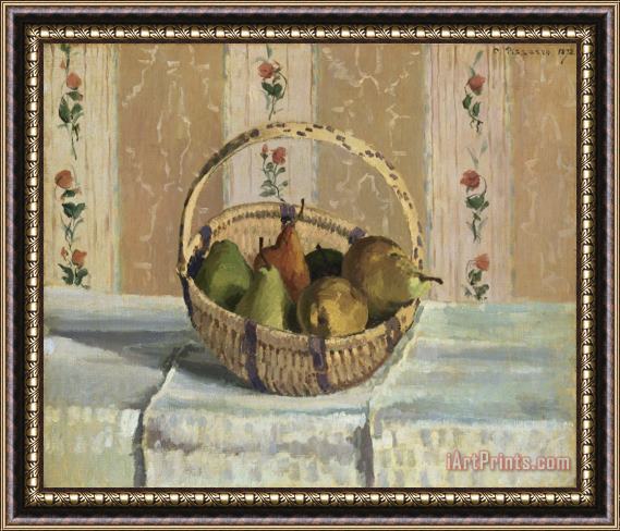 Camille Pissarro Still Life: Apples And Pears in a Round Basket (nature Morte: Pommes Et Poires Dans Un Panier Rond) Framed Painting