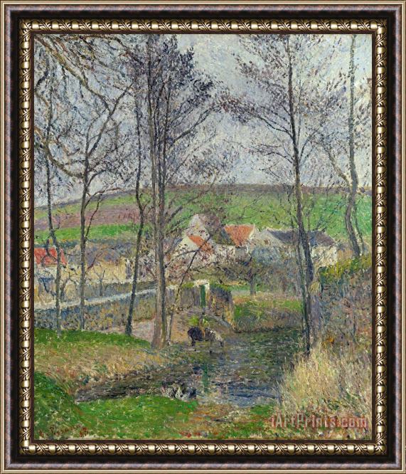 Camille Pissarro The Banks of The Viosne at Osny in Grey Weather, Winter Framed Painting