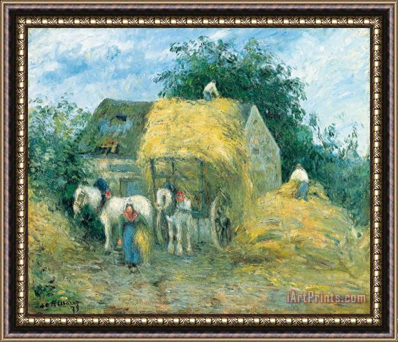 Camille Pissarro The Hay Cart, Montfoucault Framed Painting
