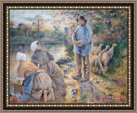 Camille Pissarro The Washerwomen Framed Painting