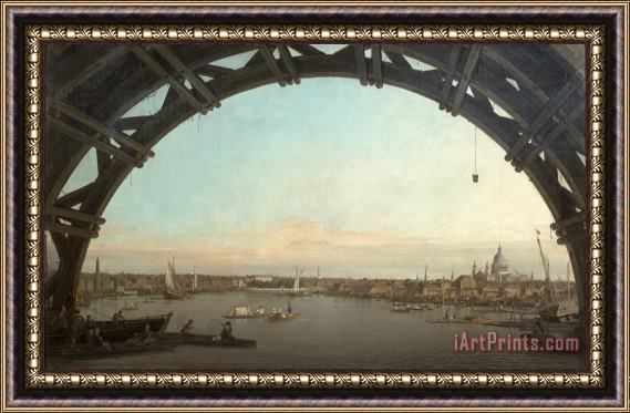 Canaletto London seen through an arch of Westminster Bridge Framed Print