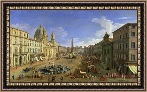 Canaletto View of the Piazza Navona Framed Painting