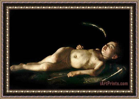 Caravaggio Sleeping Cupid Framed Painting