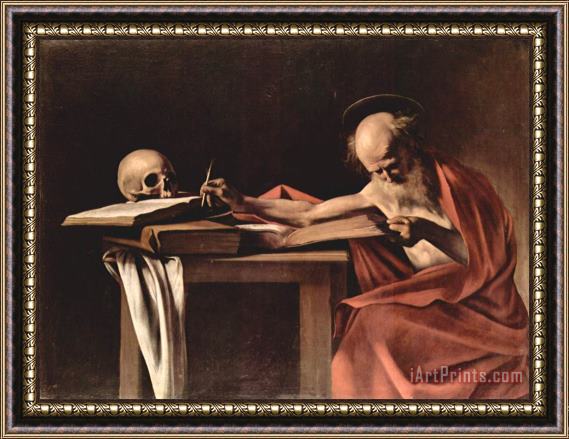 Caravaggio St Jerome Writing Framed Painting