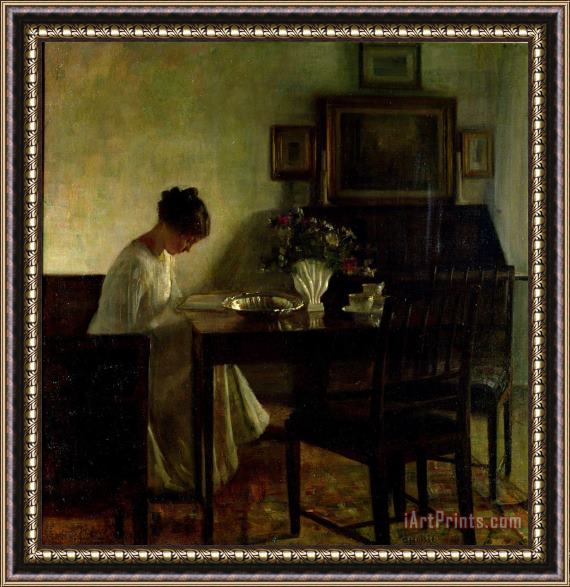Carl Holsoe Girl Reading in an Interior Framed Print