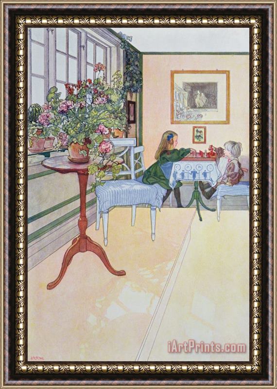 Carl Larsson A Game Of Chess Framed Print
