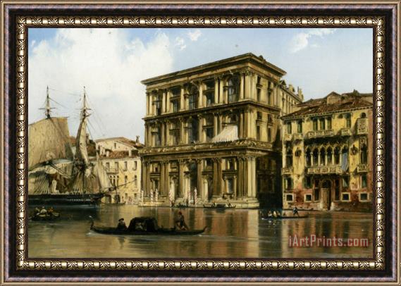 Carlo Bossoli On The Grand Canal Venice Framed Print
