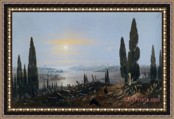 Carlo Bossoli View of Constantinople by Moonlight Framed Print