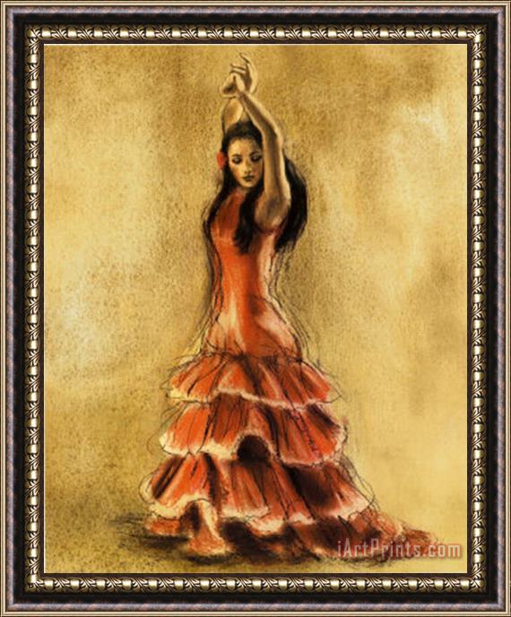 Caroline Gold Flamenco Dancer I Framed Painting