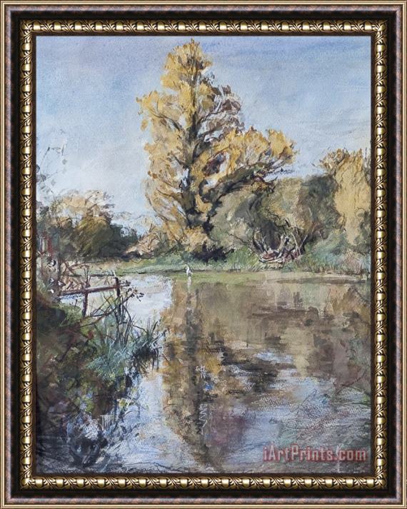 Caroline Hervey-Bathurst Early Autumn On The River Test Framed Print