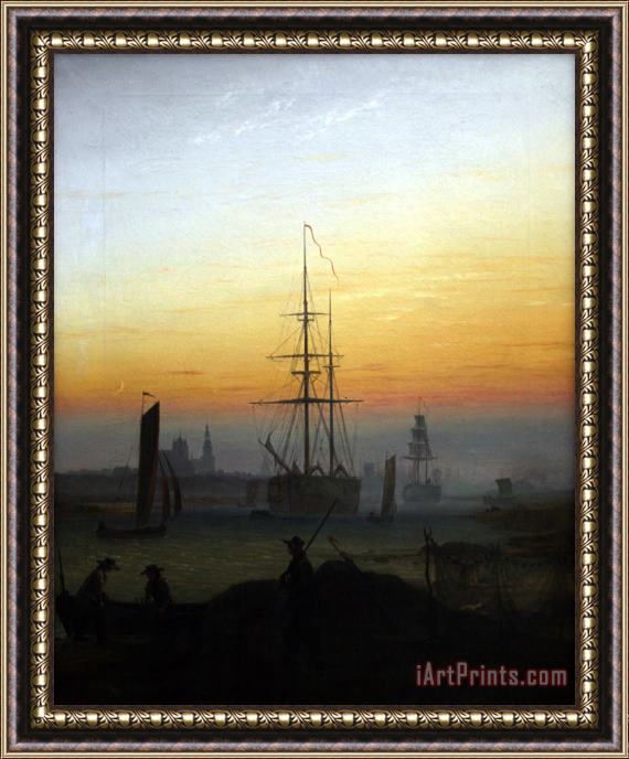Caspar David Friedrich Greifswald Harbour Framed Painting