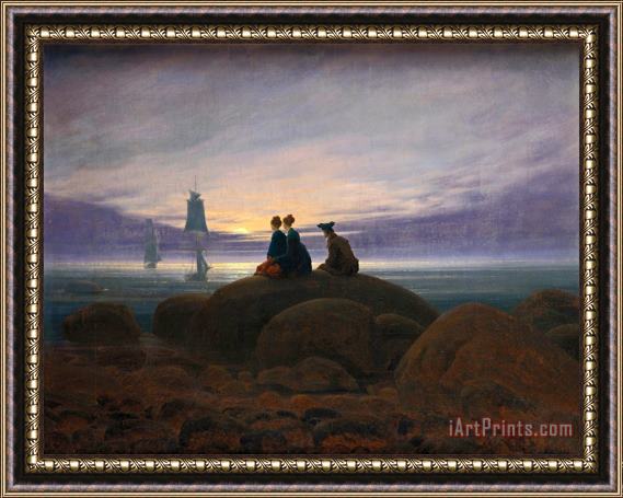 Caspar David Friedrich Moonrise by The Sea Framed Print