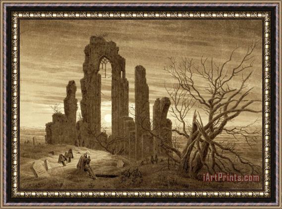 Caspar David Friedrich Winter - Night - Old Age And Death (from The Times of Day And Ages of Man Cycle of 1803) Framed Painting