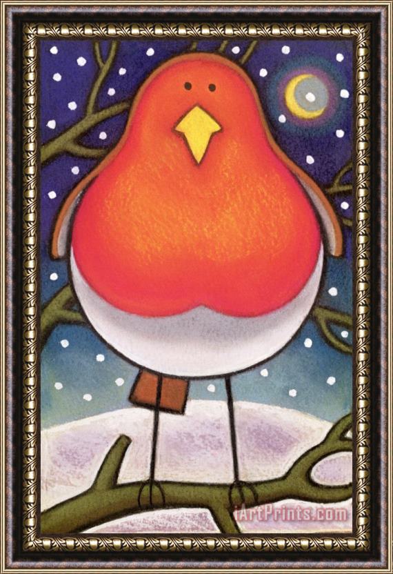 Cathy Baxter Christmas Robin Framed Painting