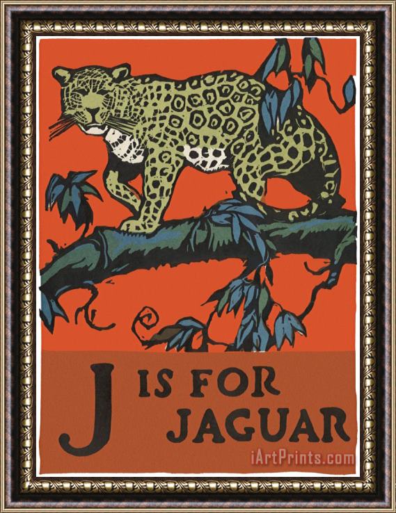 C.B. Falls Alphabet: J Is for Jaguar Framed Painting