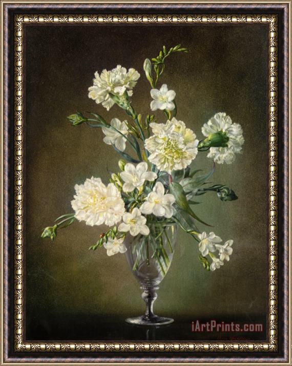 Cecil Kennedy Still Life with Carnations And Freesias Framed Print
