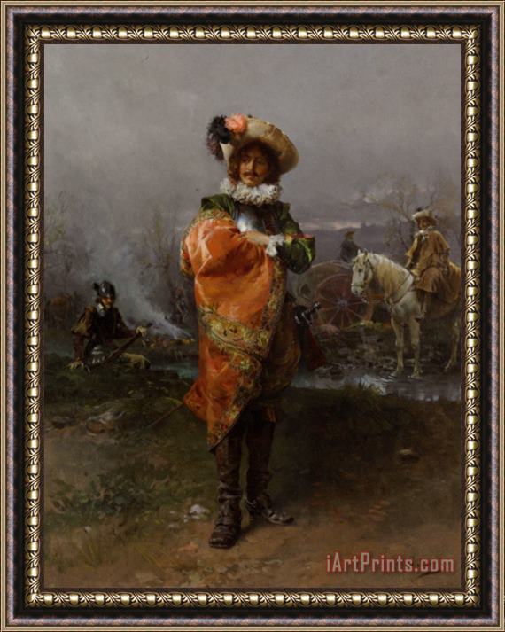 Cesare Auguste Detti A Gentleman in a Cloak Framed Painting