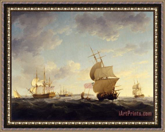 Charles Brooking Shipping in The English Channel Framed Painting