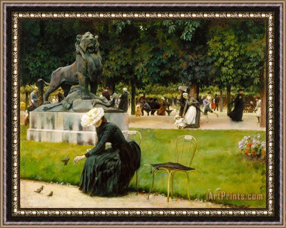 Charles Courtney Curran In The Luxembourg Garden Framed Painting