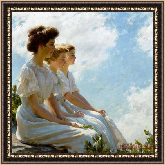 Charles Courtney Curran On The Heights Framed Print
