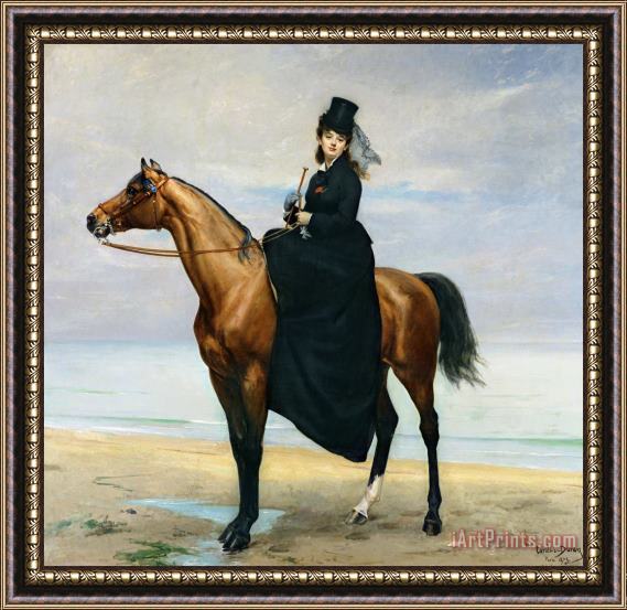 Charles Emile Auguste Carolus Duran Equestrian Portrait of Mademoiselle Croizette Framed Print