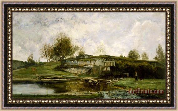 Charles Francois Daubigny Sluice in The Optevoz Valley Framed Painting
