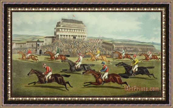 Charles Hunt and Son The Liverpool Grand National Steeplechase Coming In Framed Painting