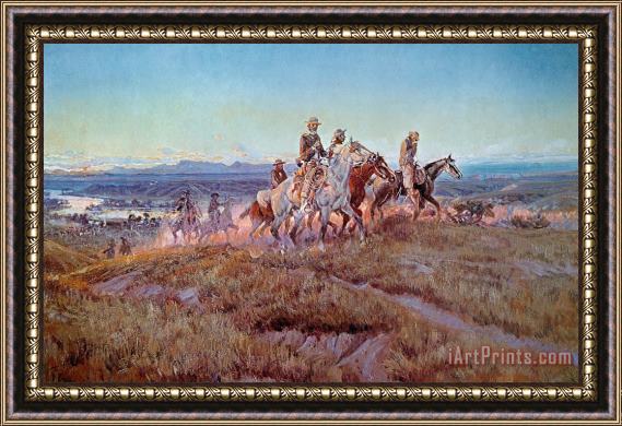 Charles Marion Russell Riders of the Open Range Framed Painting